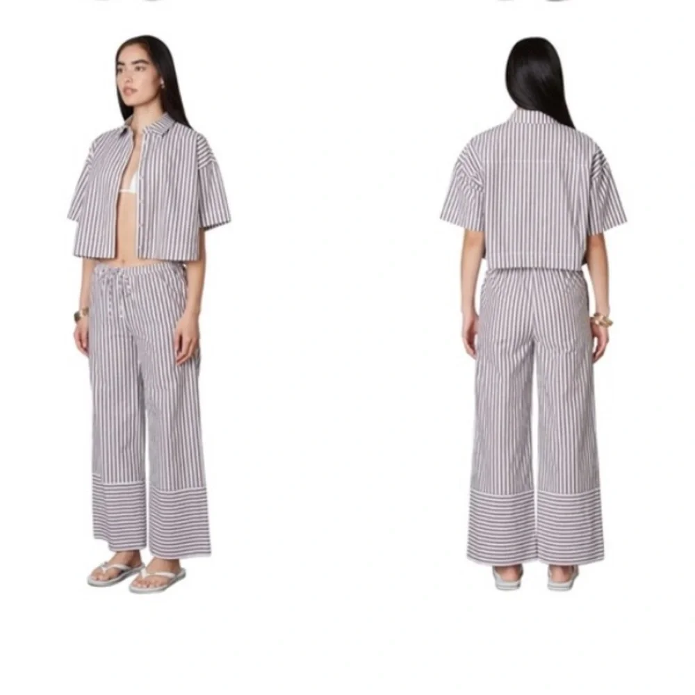 New NIA oasis cropped pants set, Angela cropped top, blue strip, coordinated set - Picture 3 of 10